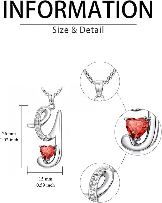 Valentines Day Gifts for Women Alphabet A to Z Initial Birthstone Pendant Necklaces for Women - 18k White Gold Plated Personalized Name Jewelry Valentine Mothers Day Birthday Gifts for Women Her Girlfriend