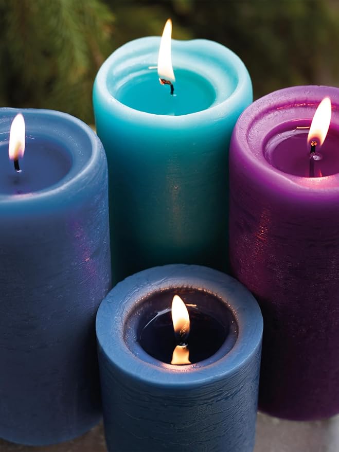 3x4 inch Pillar Candles Set of 3 – Unscented Dripless Rustic Blue Candles - Image 9