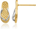 14K Yellow Gold Drop Earrings Flip Flop Sandal Design Beach Style Polished Small For Women Gift Stud