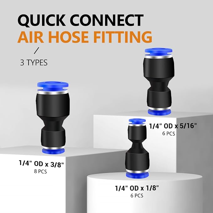 mankk 20PCS Reducer Coupler Quick Connect Air Hose Fittings | Fits 1/4" 3/8" - Image 2