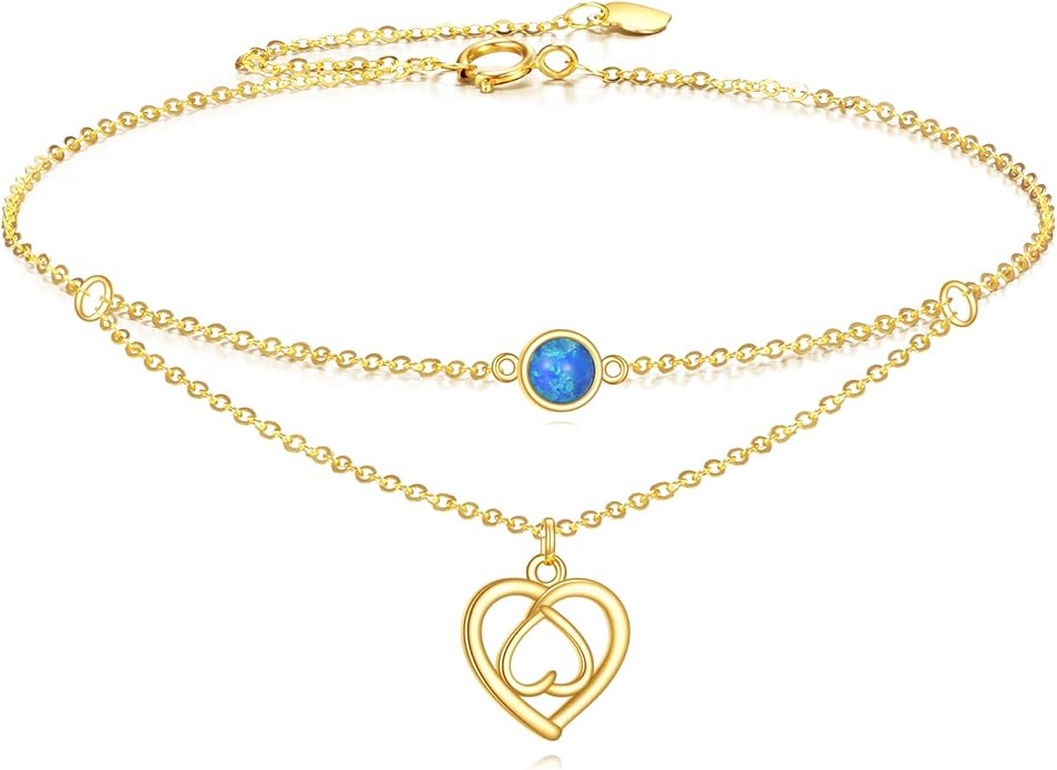 Solid 14K Gold Cross/Heart Anklet for Women, Real Gold Cross Bracelet Adjustable Beach Foot Ankle Bracelet Religious Fine Jewelry Gifts for Her Wife Mom Nana
