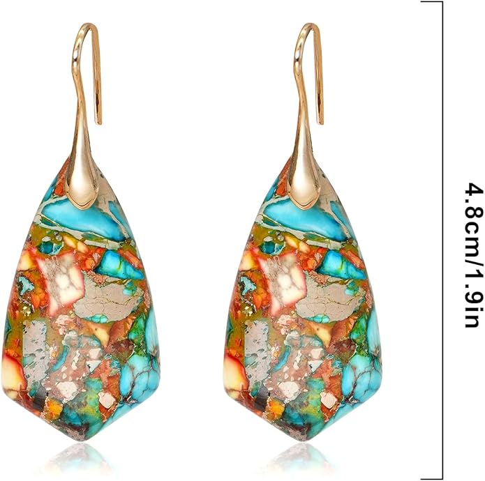 Natural Stone Earrings Multishape Dangle Drop Earrings Boho Stone Earring for Women