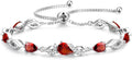 FANCIME Birthstone Teardrop Tennis Bracelet for Women, Sterling Silver 9x7mm main Gemstone Bolo Adjustable Chain Bracelet Fine Jewelry Birthday Gifts for Women Mom Wife Her