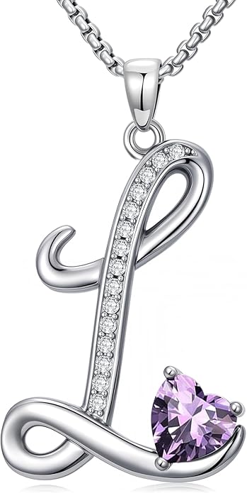 Valentines Day Gifts for Women Alphabet A to Z Initial Birthstone Pendant Necklaces for Women - 18k White Gold Plated Personalized Name Jewelry Valentine Mothers Day Birthday Gifts for Women Her Girlfriend