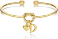 M MOOHAM Valentines Gifts for Her Teen Girls - Knot Initial Bracelets for Women Bridesmaids Proposal Gift Bridesmaid Gift Heart Initial Bracelet Friendship Bracelets Valentines Gifts for Women Sister