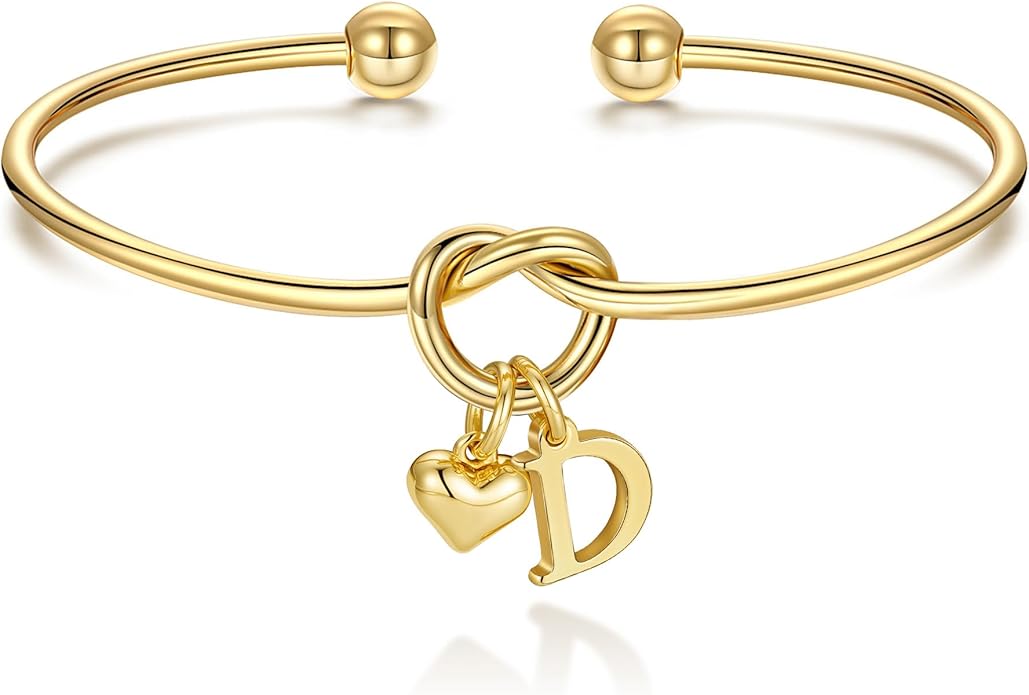 M MOOHAM Valentines Gifts for Her Teen Girls - Knot Initial Bracelets for Women Bridesmaids Proposal Gift Bridesmaid Gift Heart Initial Bracelet Friendship Bracelets Valentines Gifts for Women Sister
