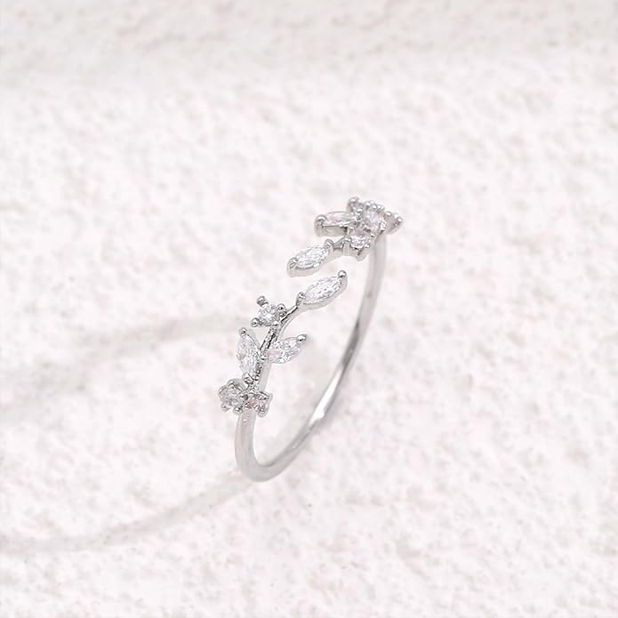 Sora Tuki Rings for Women Adjustable Leaf Ring Dainty Stackable Rings for Women Unique Purple Blue Red Green Ring for Women Trendy Jewelry