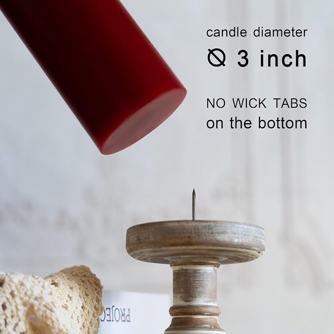 MOZEAL 3" x 4" Hand-Poured Unscented Candle, Dripless Pillar Candle Set of 3 - Image 4