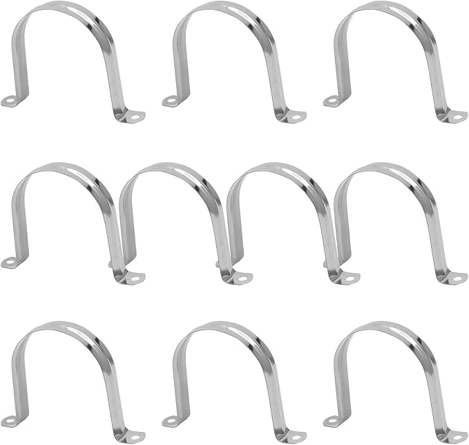 Waziaqoc 10PCS M100 Pipe Strap Clamp, 4 Inch Stainless Steel U Bracket | 2 Hole - Image 7