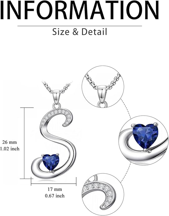 Valentines Day Gifts for Women Alphabet A to Z Initial Birthstone Pendant Necklaces for Women - 18k White Gold Plated Personalized Name Jewelry Valentine Mothers Day Birthday Gifts for Women Her Girlfriend