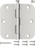 18 Pack Brushed Nickel Interior Door Hinges 3.5 Inch Rounded Corners | Satin by JIWDOORHINGESFORHOME