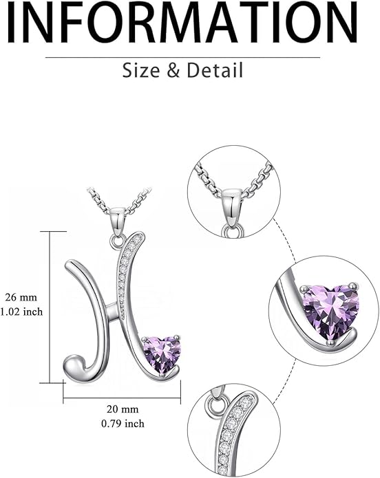 Valentines Day Gifts for Women Alphabet A to Z Initial Birthstone Pendant Necklaces for Women - 18k White Gold Plated Personalized Name Jewelry Valentine Mothers Day Birthday Gifts for Women Her Girlfriend