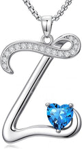 Valentines Day Gifts for Women Alphabet A to Z Initial Birthstone Pendant Necklaces for Women - 18k White Gold Plated Personalized Name Jewelry Valentine Mothers Day Birthday Gifts for Women Her Girlfriend