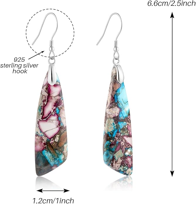 SELOVO Jasper Stone Earrings for Women Trendy Dangle Earrings Fishhook Drop Earrings