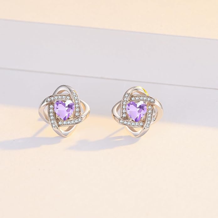 MEDWISE 925 Sterling Silver Birthstone Stud Earrings for Women Birthday Jewelry Gifts for Daughter Mother Women Valentines Day Gifts for Her