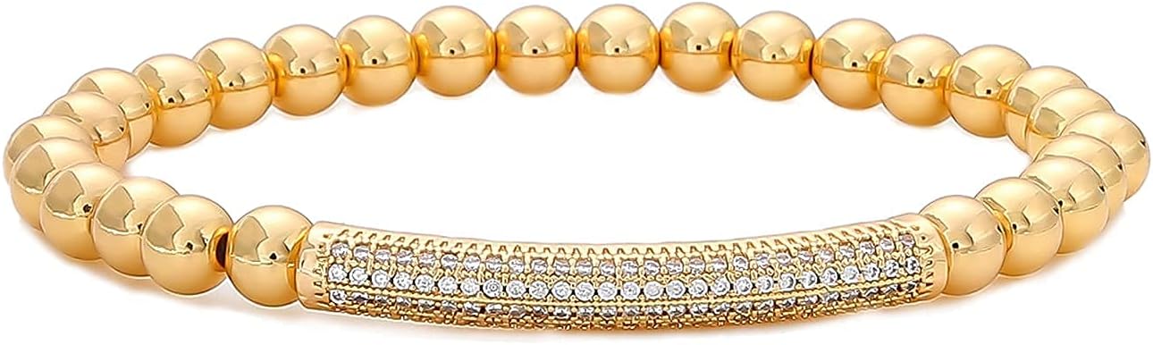 GOOJIDS Surfer Heishi Clay Bead Bracelets for Women Bohemian Stackable Gold Plated Beaded Stretch Bracelets Elastic Layering Friendship Bracelets Set Boho Jewelry