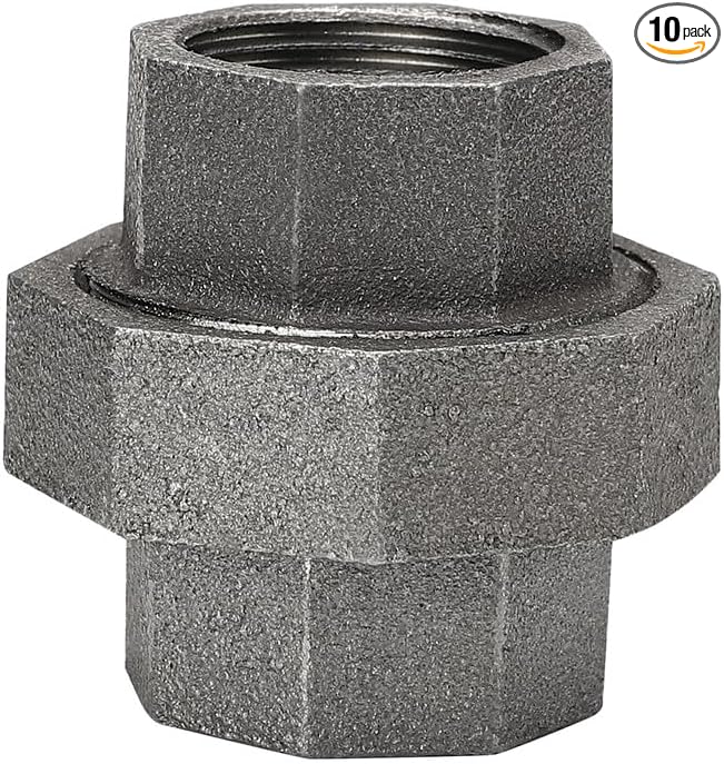 3/4" Pipe Fittings Union Home Expert 10 Pack Malleable Cast Iron Pipe Union | by HomeExpert
