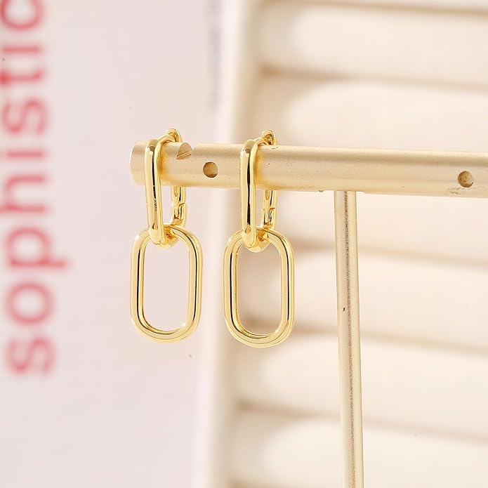 14K Gold Plated Knot Earrings for Women Gold Silver Earrings Heart Link Drop Dangle Earring Chunky Golden Knotted Statement Jewelry