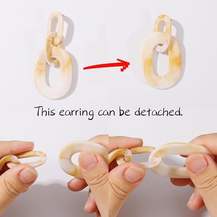 Bocar Acrylic Chunky Statement Necklace for Women Cube Link Chain Collar Necklace and Hoop Earrings Costome Jewelry Set