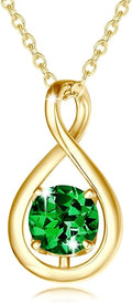 FANCIME Birthstone Necklaces for Women Fine Jewelry Sterling Silver Dainty Infinity Pendant Anniversary Birthday Christmas Gifts for Her Wife Mom Lady Daughter, Chain 16"+2" Extend