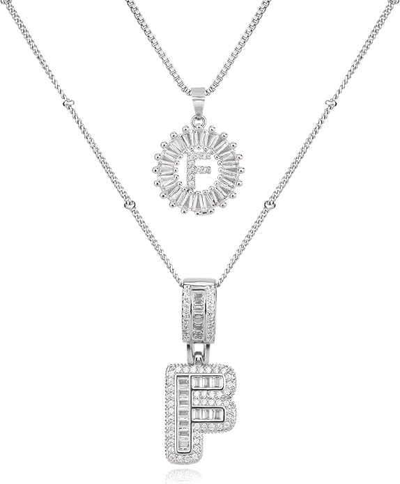 14K Gold Plated Alphabet Necklace Cubic Zirconia Letter Pendant, Personalized Name Jewelry Gift for Women, Customizable A-Z, Birthday/Mothers Day Gifts for Womens