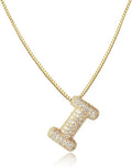 SKQIR Diamond Initial Letter Necklace for Women Bubble Gold Plated Puffy Balloon Alphabet Crystal Zircon Pendant Name Necklace Dainty Charms Trendy Jewelry Gift for Women