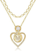 Heart Letter Necklaces for Women 14K Gold Plated Cubic Zirconia Heart Initial Layered Necklace Infinity Pendant Necklace Letter Initial Jewelry for Women