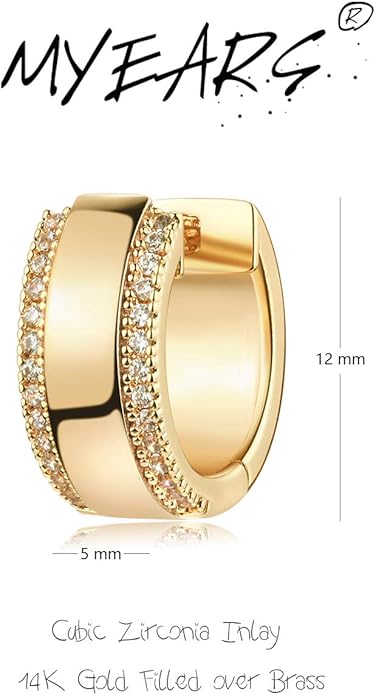 MYEARS Women Earrings Gold Huggie Hoop Ear Stud Cuff 14K Small Simple Hypoallergenic Everyday Jewelry