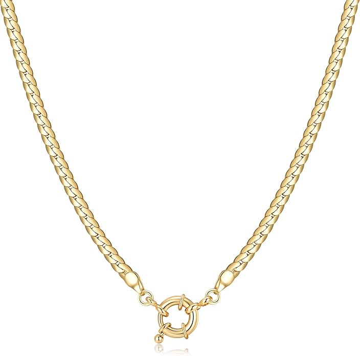Natural Freshwater Baroque Pearl Necklace 14K Gold Plated Dainty Choker Necklace for Women Girls Snake Chain/Cuban Link/Paperclip/Ball Beaded Chain/Tennis Chain Fashion Jewelry for Gift