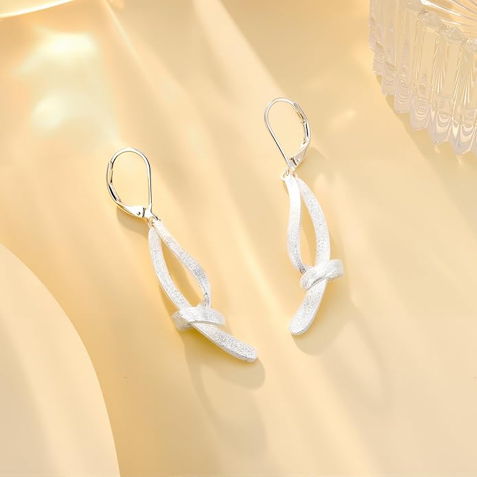 ALEXCRAFT 925 Sterling Silver Dangle Earrings, Hypoallergenic 14k Gold Plated Long Double Linear Twisted Tassel Dangling Drop Earrings for Women Trendy Statement Elegant Lightweight Leverback Earring