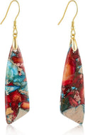 SELOVO Jasper Stone Earrings for Women Trendy Dangle Earrings Fishhook Drop Earrings