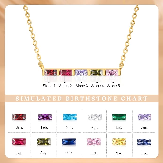 Wendy Made Personalized 1-6 Birthstone Necklace for Women — Custom Dainty Jewelry with Adjustable Chain for Mother’s Day, Birthday, Anniversary & Christmas Gifts