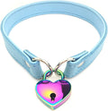 Succuba Padlock Choker Collar Necklace with Lock and Key Heart Lock Choker for Women and Men (G, 14)