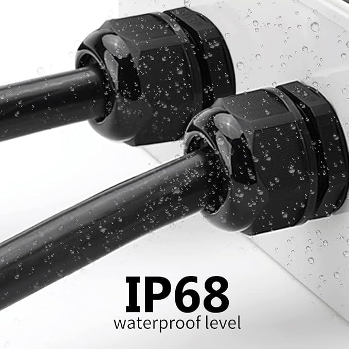 5-Pack 3/8" NPT Cable Glands, IP68 Waterproof Nylon PA66 Strain Relief Cord - Image 4