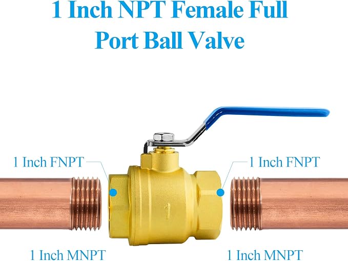 WiseWater 1" NPT Full Port Brass Ball Valve, UPC Certified, 600 WOG, Plumbing - Image 7