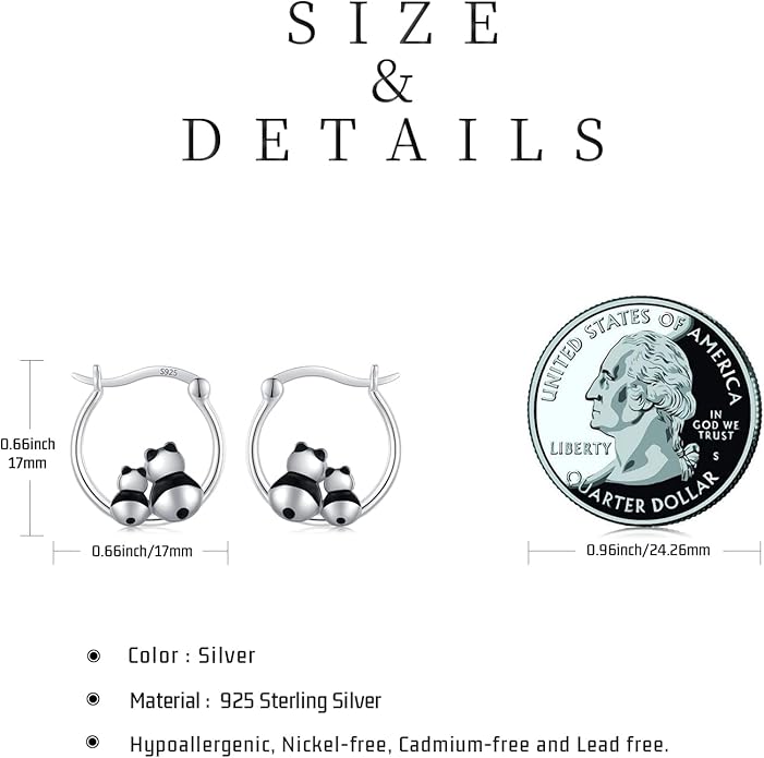 JUSTKIDSTOY Hypoallergenic Panda/Unicorn/Hummingbird/Dolphin Hoop Earrings for Women 925 Sterling Silver Animal Huggie Hoop Earrings Jewelry Gifts for Sensitive Ears