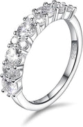 D Color VVS1 Clarity Moissanite Hand Setting Eternity Rings for Women, Solid 925 Sterling Silver Rhodium Finish, Stackable Ring, Wedding Birthday Valentines Anniversary Mothers Day Ideal Gift for Her