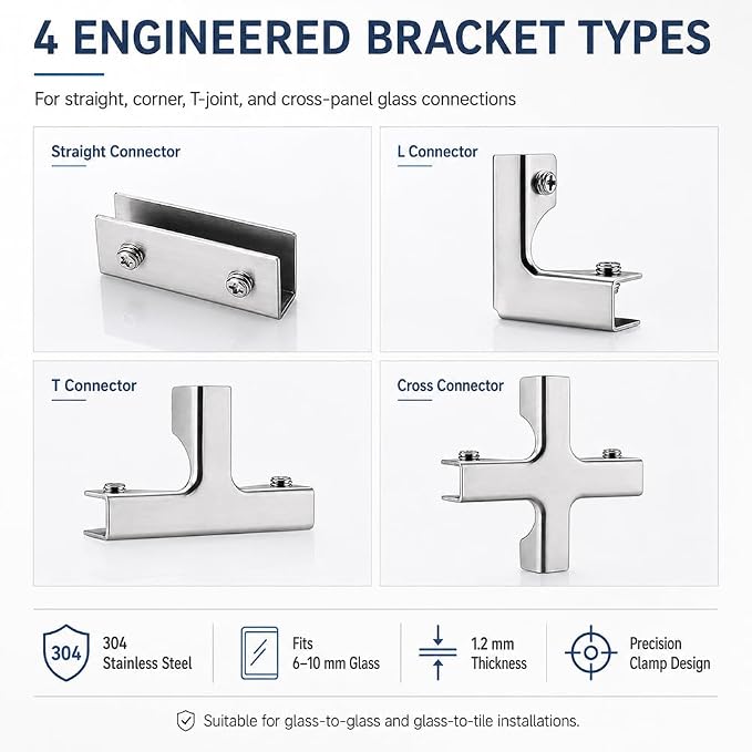 Glass and Tile Corner Clip, Clamp Bracket，L-Shape | Outdoor Furniture Connector - Image 3