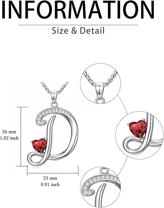 Valentines Day Gifts for Women Alphabet A to Z Initial Birthstone Pendant Necklaces for Women - 18k White Gold Plated Personalized Name Jewelry Valentine Mothers Day Birthday Gifts for Women Her Girlfriend