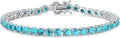 FANCIME Birthstone Bracelet Sterling Silver Gemstone Tennis Bracelets Fine Jewelry Wedding Bridal Prom Birthday Gift for Women Her, Length 7.2 Inch Width 4mm