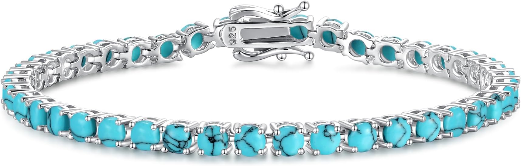 FANCIME Birthstone Bracelet Sterling Silver Gemstone Tennis Bracelets Fine Jewelry Wedding Bridal Prom Birthday Gift for Women Her, Length 7.2 Inch Width 4mm