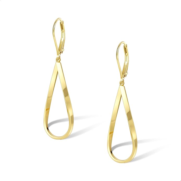 ALEXCRAFT 925 Sterling Silver Teardrop Leverback Earrings for Women Trendy Waterdrop Drop Twisted Dangle Earrings Jewelry 14K Gold Plated Hypoallergenic Boho Leverback Dangle Earring