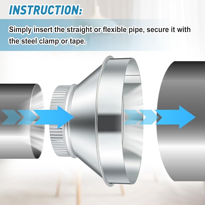 1 Pcs 10 Inch to 6 Inch Duct Reducer Increaser | Galvanized Steel Air Duct - Image 4