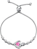 AGVANA Valentines Day Gifts Rosy Reverie Birthstone Bracelet for Women Sterling Silver Genuine or Created Gemstone Tennis Bracelet Rose Heart Jewelry Anniversary Birthday Gifts for Women Mom Wife Her