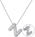 RWQIAN Letter Necklace for Women Bubble, Chunky Initial Alphabet A-Z Pendant Puffy Name Personalized Necklace Dainty Zircon CZ Fashion Jewelry Gifts for Girls Girlfriend