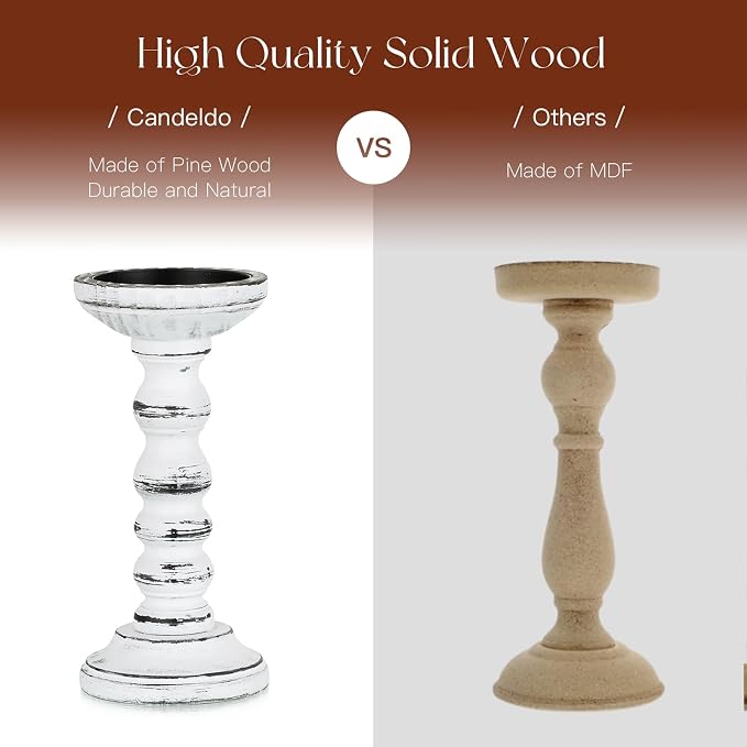 Wood Candle Holders for Pillar, Table Centerpiece, Tall Shabby Chic Decor - Image 5