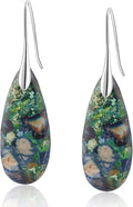 Natural Healing Stone Fishhoop Dangle Drop Earrings Statement Gold silver earrings