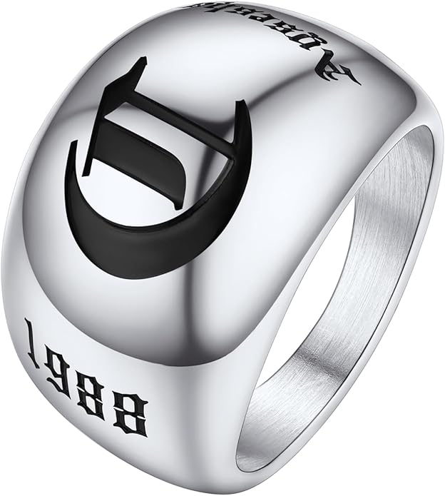 GOLDCHIC JEWELRY Chunky Dome Ring for Women, Stainless Steel Bold Stacking Croissant Statement Ring For Men (Size 7-12, Custom)