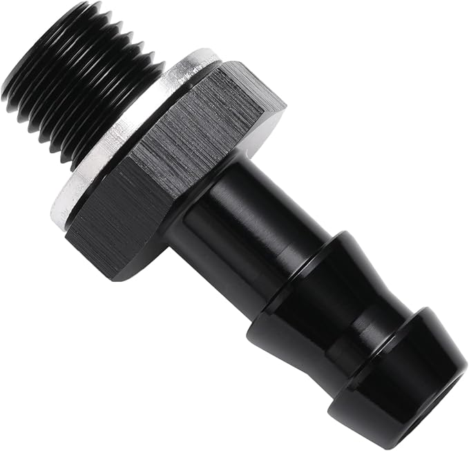 M10x1.0 Male Metric to 5/16 Barb Fuel Pump Outlet Adapter Fitting Aluminum Black - Image 3
