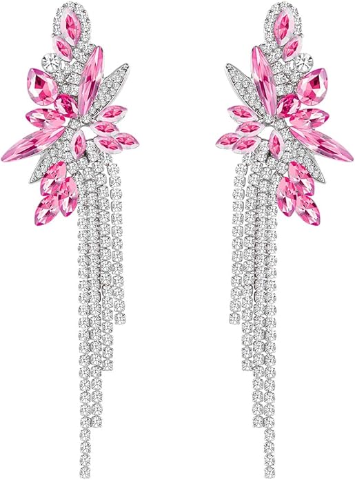mecresh Marquise Crystal Bridal Chandelier Dangle Drop Earrings Ladies Gifts in Silver/Gold Tone